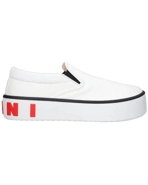 Marni Cotton Slip-On Trainers Maxi Logo - White