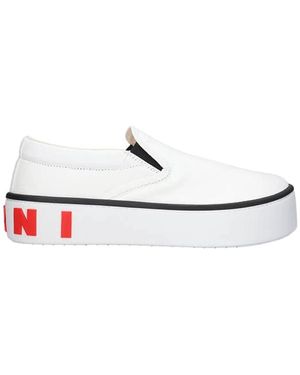 Marni Slip-on sneakers mit rückseitigem maxi-logo - Weiß