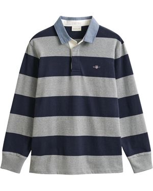 GANT Gestreifter Heavy Rugger Mit Chambray-Kragen - Blau