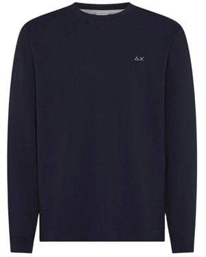 Sun 68 Piqué Katoen Stretch T-Shirt - Blauw