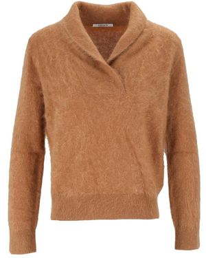 Kangra Brushed Cashmere Shawl Collar Top - Bruin