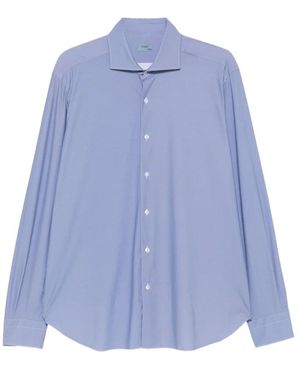 Barba Napoli Overhemden ,Blauw ,Leer Overhemd