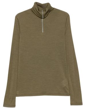 Jil Sander Rollkragen-T-Shirt Mit Reißverschluss - Grün