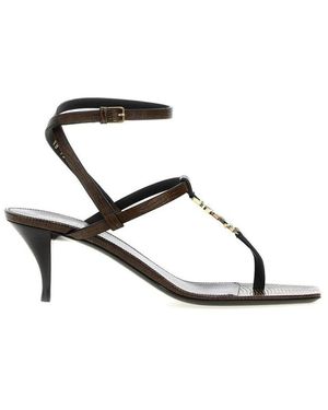 Saint Laurent Leren Flip-Flop Sandalen Met Iconisch Logo - Zwart