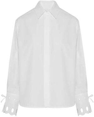 Beatrice B. Poplin Blouse Met Kant - Wit