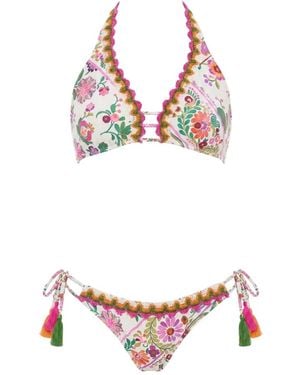 Miss Bikini Bikini Top A Vela Floreale E Ricami - Roze