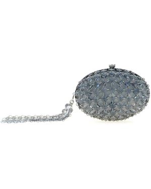Self-Portrait Kristallverzierte Satin-Clutch - Blau