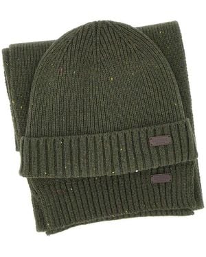 Barbour Carlton Fleck Muts & Sjaal Set - Groen