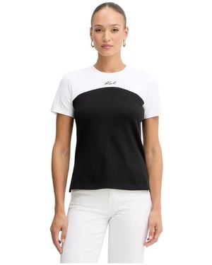 KARL LAGERFELD Tops ,Zwart ,Katoen Bw Contrast T-Shirt