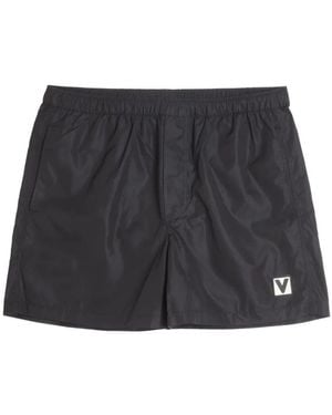 Valentino Schwarze Badehose Mit Gesticktem Logo