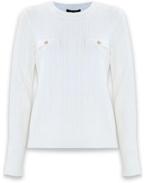 Kocca Klassischer Rundhals-Pullover Mit Zwei Taschen - Weiß