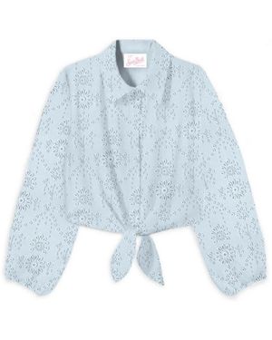 MC2 Saint Barth Overhemden ,Blauw ,Crop Shirt Over