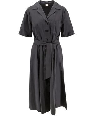 Aspesi Braunes Baumwollkleid Mit Kurzen Ärmeln - Schwarz