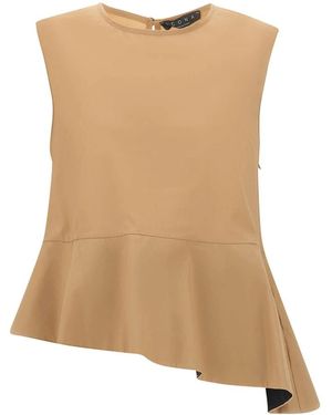 Kaos Asymmetrische Top Met Ruches - Bruin