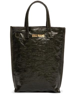 Uma Wang Canvas Logo Print Schultertasche - Schwarz