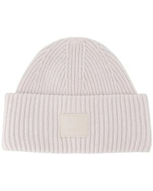 Acne Studios Large Face Logo Beanie - Naturel
