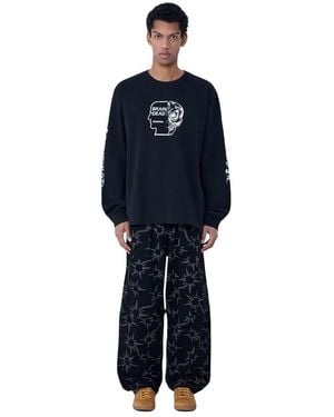 Brain Dead Bedruckte Hose Mit Weitem Bein - Blau