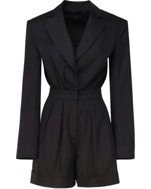 ANDAMANE Jumpsuits & Playsuits ,Zwart ,Zwarte Rina Tracksuit Met Puntige Revers