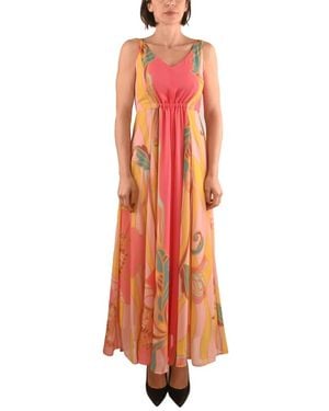 Pennyblack Abito lungo in georgette con scollo a v - Arancione