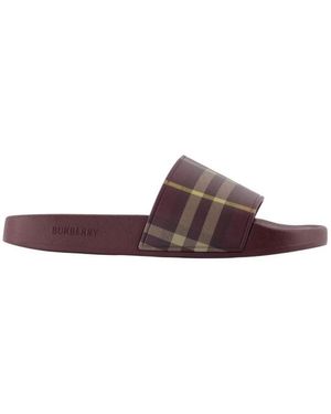 Burberry Check Slides - Braun