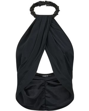 Amen Sleeveless Tops - Blu