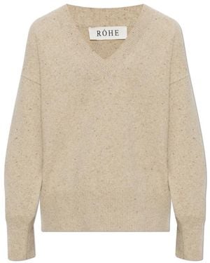 Rohe Truien & Vesten ,V-Neck Truien - Naturel