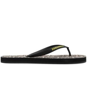 DSquared² Schoenen ,Zwart ,Logo Slippers