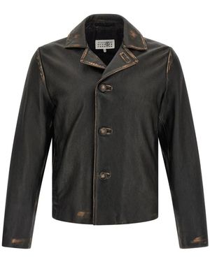 MM6 by Maison Margiela Leather Jackets - Black