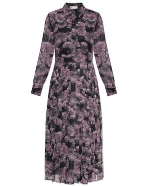 Tory Burch Floral-Print Pleated Silk Dress - Purple