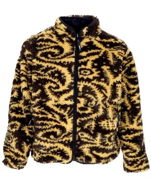 Obey Jassen ,Bruin ,Polyester Omkeerbare Sherpa Jas Gouden Oogst - Geel