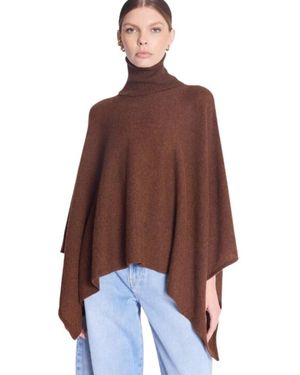 Berenice Turtle neck cashmere poncho - Braun