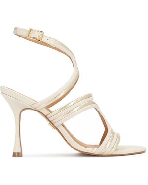 Kazar Schoenen ,Wit ,Leer Witte En Gouden Leren Sandalen - Metallic