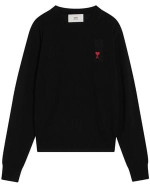 Ami Paris Round-Neck Knitwear - Black