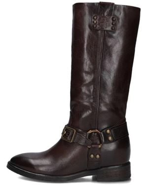 A.s.98 Braune Hohe Stiefel Mit Blockabsatz - Schwarz