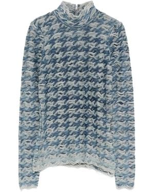 DIESEL Blauwe Golfpatroon Lange Mouw Top