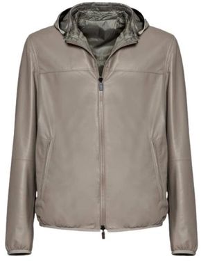 Gimo's Wende-Lederjacken-Hoodie - Braun