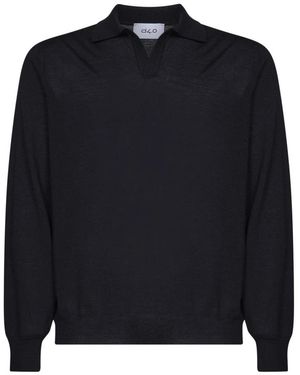 D4.0 Offener Kragen V-Ausschnitt Polo - Blau