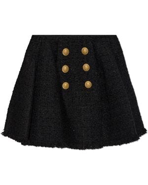Balmain Flared Tweed Rok - Zwart