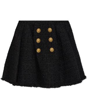 Balmain Flared Tweed Rok - Zwart
