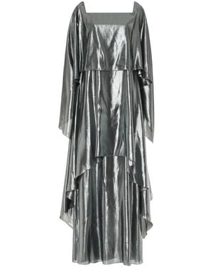 Alberta Ferretti Layered Off-Shoulder Gown - Gray