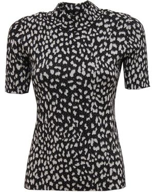 Michael Kors Metallisches Silber Rollkragen T-Shirt - Schwarz