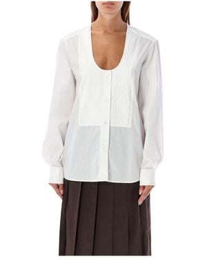 JW Anderson Witte Pintuck Bib Blouse