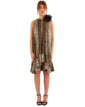 Babylon Animalier Blumenapplikation Kleid - Braun