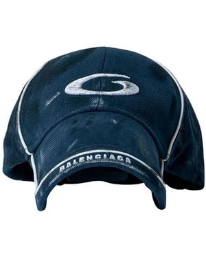 Balenciaga Logo Baseball Cap Baumwolle Twill - Blau
