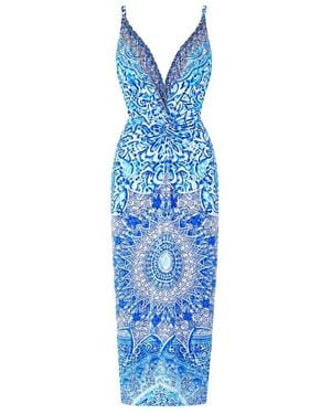 CAMILLA Kleedjes ,Blauw ,Jurk Met Bandjes En Gedraaide Voorkant