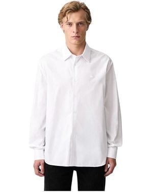 Lacoste Overhemden ,Wit ,Katoen Textured Cotton Shirt