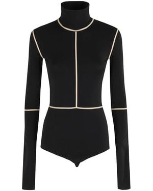 MM6 by Maison Martin Margiela Schwarzes Oberteil Mit Hohem Kragen Und Langen Ärmeln