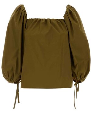 Saint Laurent Overhemden ,Groen ,Katoen Cropped Blouse