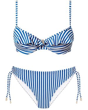 Twinset Badmode ,Blauw ,Gestreepte Jacquard Bikini