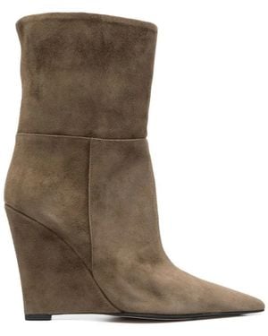 ALEVI Wald Wildleder Keilabsatz Slip-On Stiefel - Braun